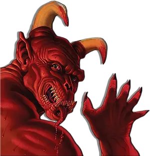 Snarling Red Demon Illustration PNG Image