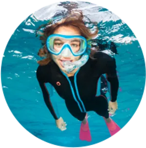 Snorkeler Underwater Portrait PNG Image