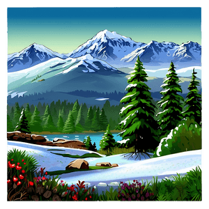 Snow-Capped Peaks Landscape PNG akh PNG image with transparent background