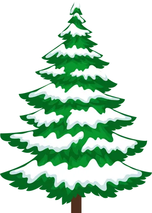 Snow Capped Pine Tree Cartoon PNG Image