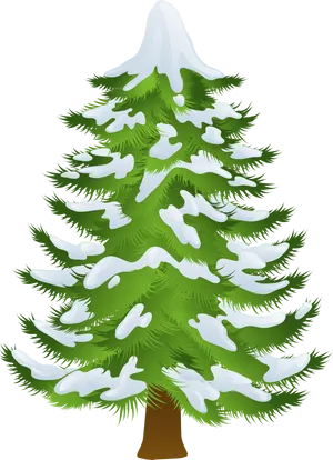 Snow Covered Pine Tree Illustration PNG Image