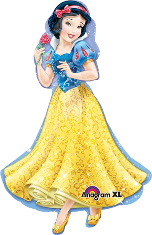 Snow White Animated Character Holding Rose PNG Image