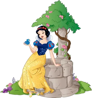 Snow White Friendly Bird Encounter PNG Image