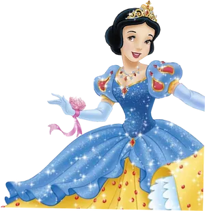 Snow White Sparkling Gown PNG Image