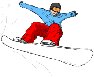 Snowboarder Carving Turn Illustration PNG image with transparent background