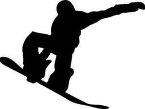 Snowboarder Silhouette Action PNG image with transparent background