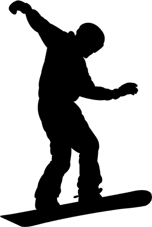 Snowboarder Silhouette Action Pose PNG image with transparent background