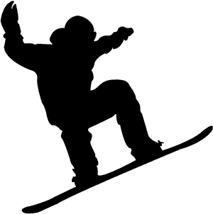 Snowboarder Silhouette Action Pose PNG image with transparent background