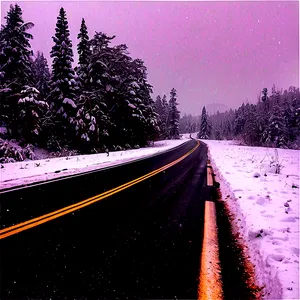 Snowfall On Deserted Road Png 9 PNG Image