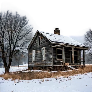 Snowfall Over Abandoned House Png Bia28 PNG Image