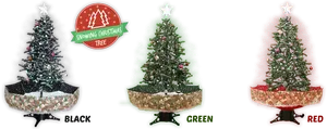 Snowing Christmas Trees Variety Colors PNG Image