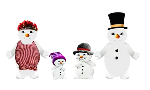 Snowman_ Family_ Portrait_ Black_ Background PNG Image