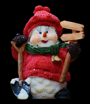 Snowman Figurine Winter Decor PNG image with transparent background