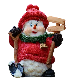 Snowman Figurine Winter Decor PNG Image