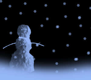 Snowman Nighttime Snowflakes PNG image with transparent background