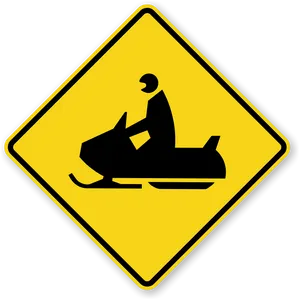 Snowmobile Warning Sign Graphic PNG Image