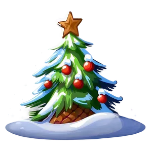 Snowy Cartoon Christmas Tree Png Iap PNG Image