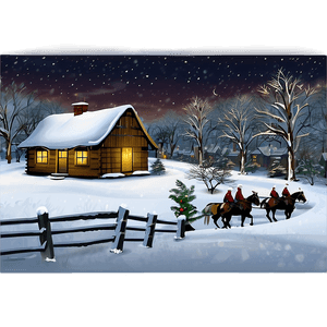 Snowy Christmas Eve Village PNG 1 PNG with transparent background