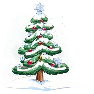 Snowy Christmas Tree Art Png Dgg PNG Image