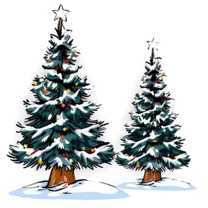 Snowy Christmas Trees Png Khw PNG Image