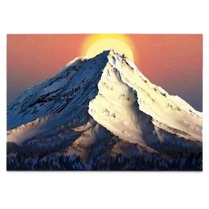 Snowy Mountain And Sunrise Glow Png Fqd75 PNG Image