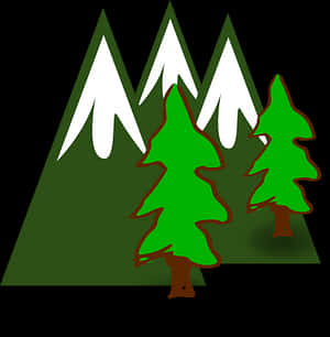Snowy_ Mountain_ Peaks_with_ Pine_ Trees_ Vector PNG image with transparent background