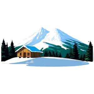 Snowy Mountain With Cabin Png Tey PNG Image