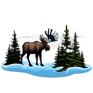 Snowy Mountain With Moose Png 5 PNG Image