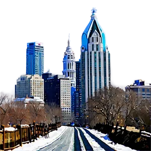 Snowy Philadelphia Skyline Winter Scene Png Gbk PNG Image