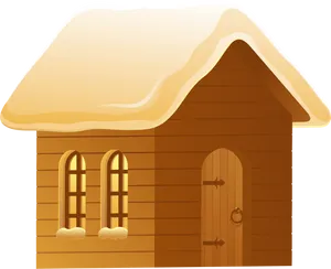 Snowy Wooden House Clipart PNG Image