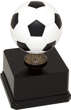 Soccer Ball Trophyon Black Pedestal PNG Image