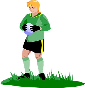 Soccer_ Goalkeeper_ Holding_ Ball_ Vector PNG Image