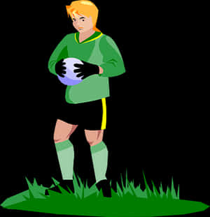 Soccer Goalkeeper Holding Ball Vector PNG with transparent background