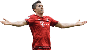 Soccer Player Celebration Red Jersey PNG image with transparent background