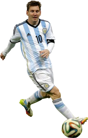 Soccer_ Player_in_ Action_ Argentina_ Kit PNG Image