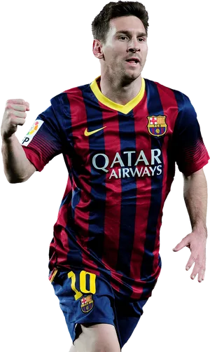 Soccer_ Player_in_ Action_ Barcelona_ Kit PNG Image