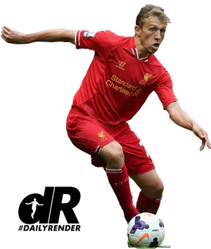 Soccer_ Player_in_ Action_ Red_ Kit PNG Image