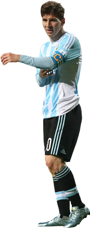 Soccer_ Player_in_ Argentina_ Kit PNG Image