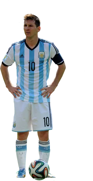 Soccer_ Player_in_ Argentina_ Kit PNG Image