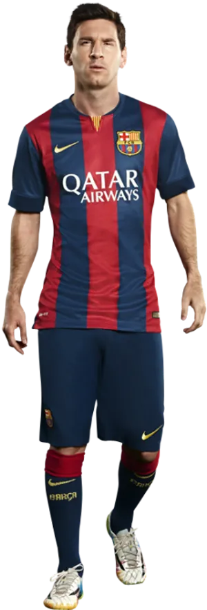 Soccer_ Player_in_ Barcelona_ Kit PNG Image