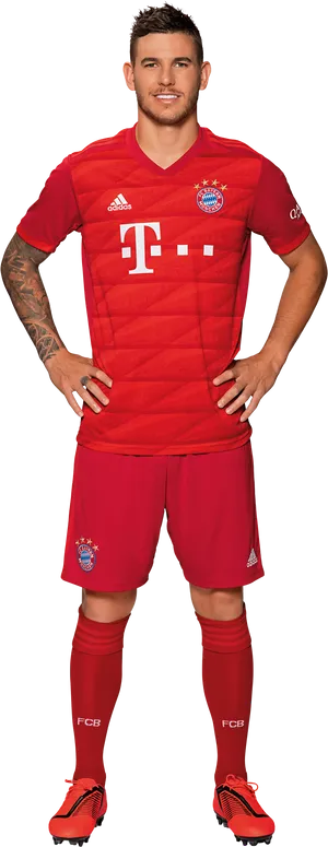 Soccer_ Player_in_ Red_ Kit PNG Image