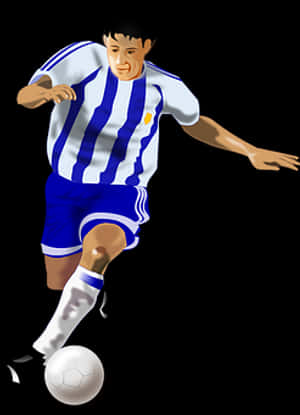 Soccer_ Player_in_ Blue_and_ White_ Stripes PNG image with transparent background