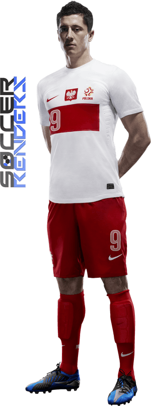 Soccer Playerin Poland Kit PNG image with transparent background