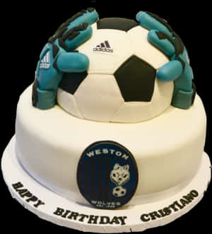 Soccer Themed Birthday Cake PNG image with transparent background