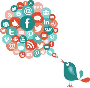 Social Media Bird Singing PNG image with transparent background