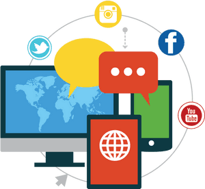 Social Media Connectivity Illustration PNG image with transparent background