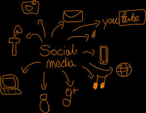 Social Media Connectivity Sketch PNG image with transparent background