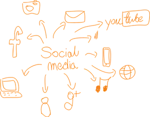 Social Media Connectivity Sketch PNG Image