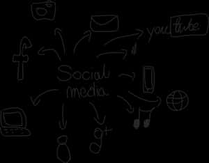 Social Media Connectivity Sketch PNG image with transparent background