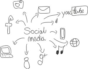 Social Media Connectivity Sketch PNG Image